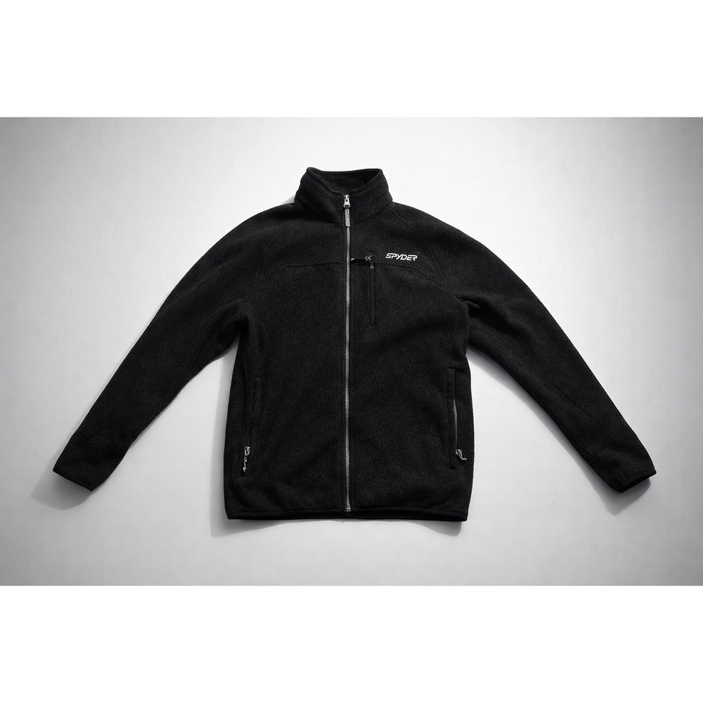Spyder Mens Full Zip Fleece Jacket Charcoal Gray Gorpcore Cozy Casual Knit Large